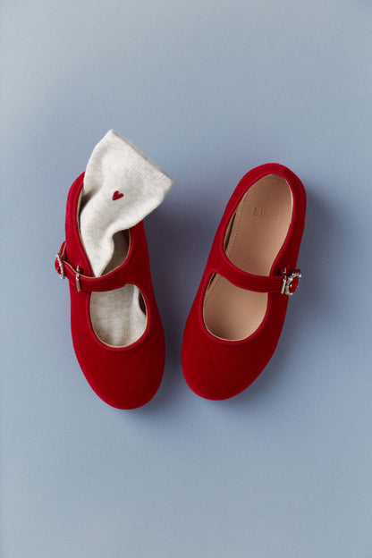 EMBELLISHED VELVET BALLET PUMPS