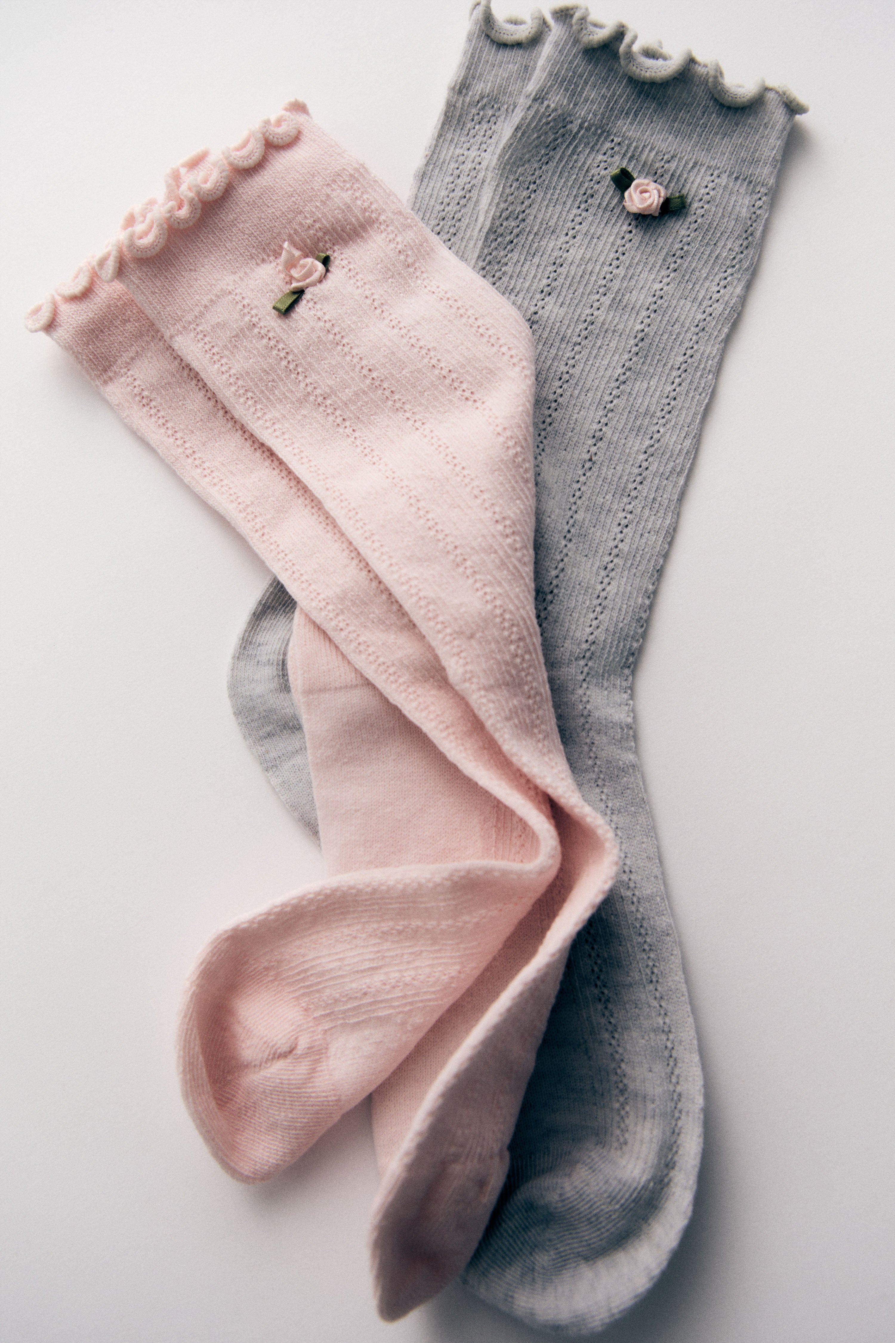 APPLIQUÉD POINTELLE COTTON SOCKS